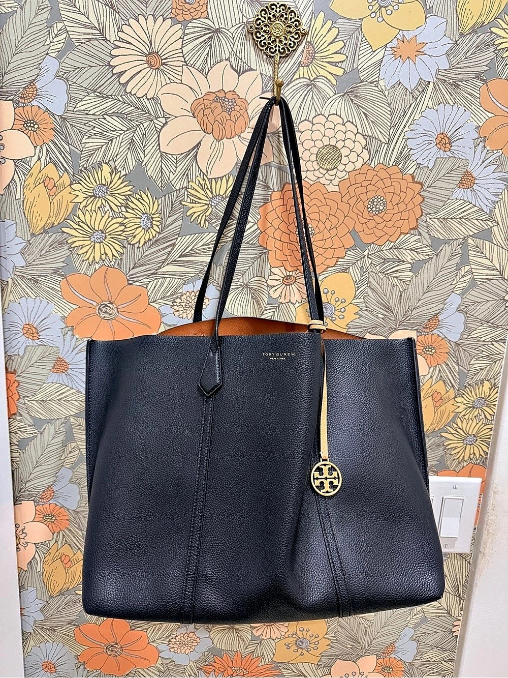Tory Burch Perry Triple-Compartment Black Tote
